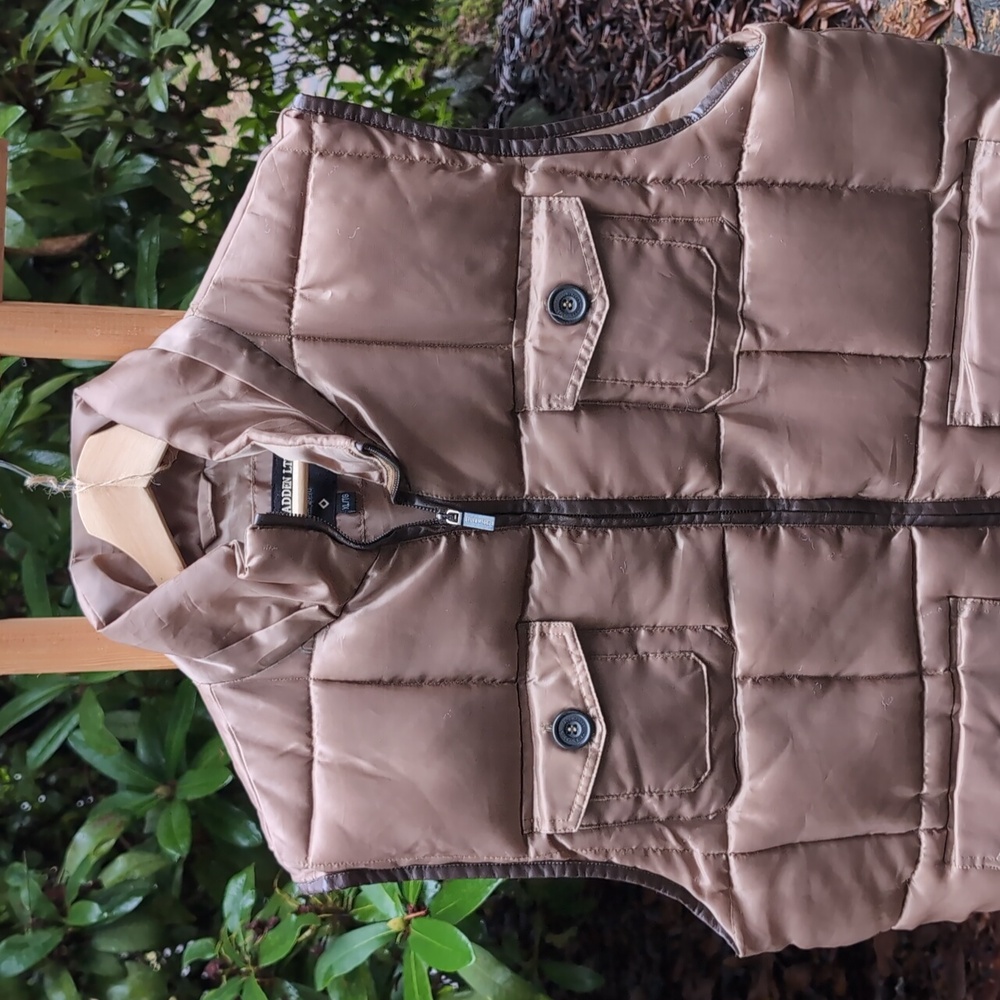Puffy Quilted Steve Madden Brown Quilted Vest w/ Pockets